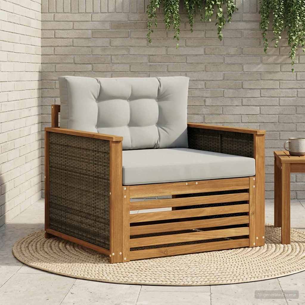 Outdoor Mittelsofa Massivholz Akazie Natur