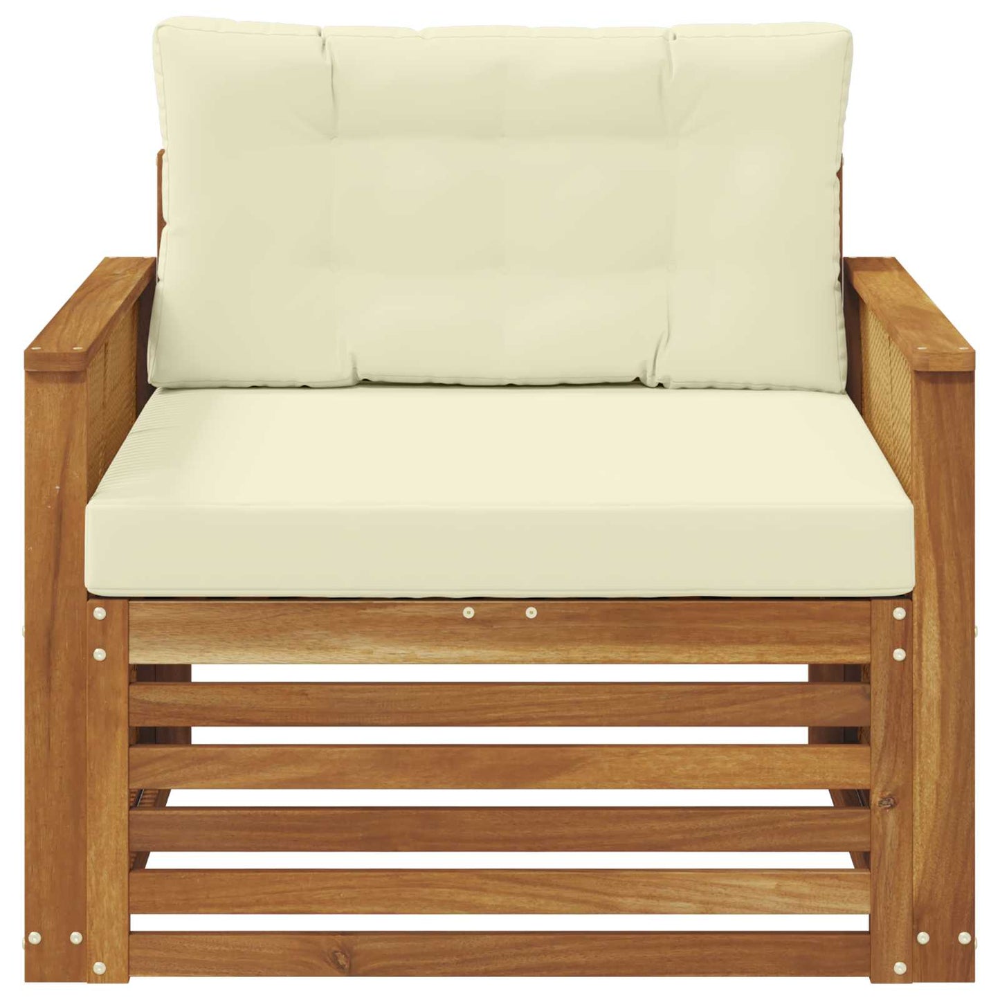 Outdoor-Sofa Massivholz Akazie Natur und Creme