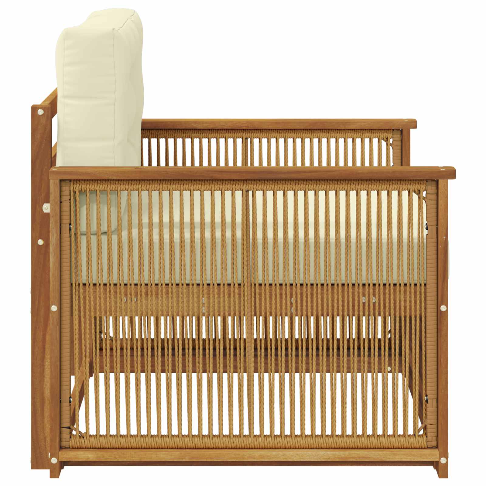 Outdoor-Sofa Massivholz Akazie Natur und Creme
