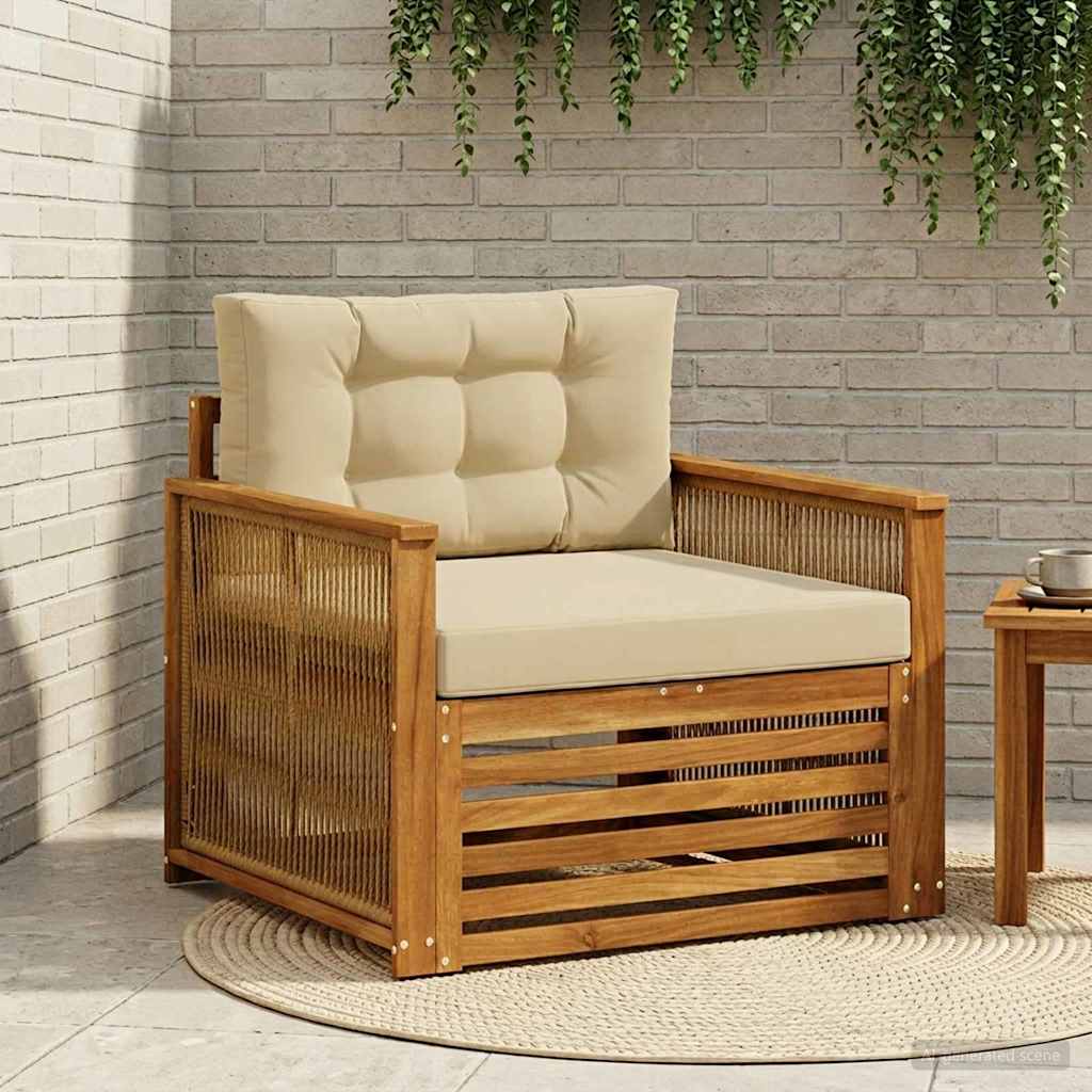 Outdoor Mittelsofa Massivholz Akazie Natur