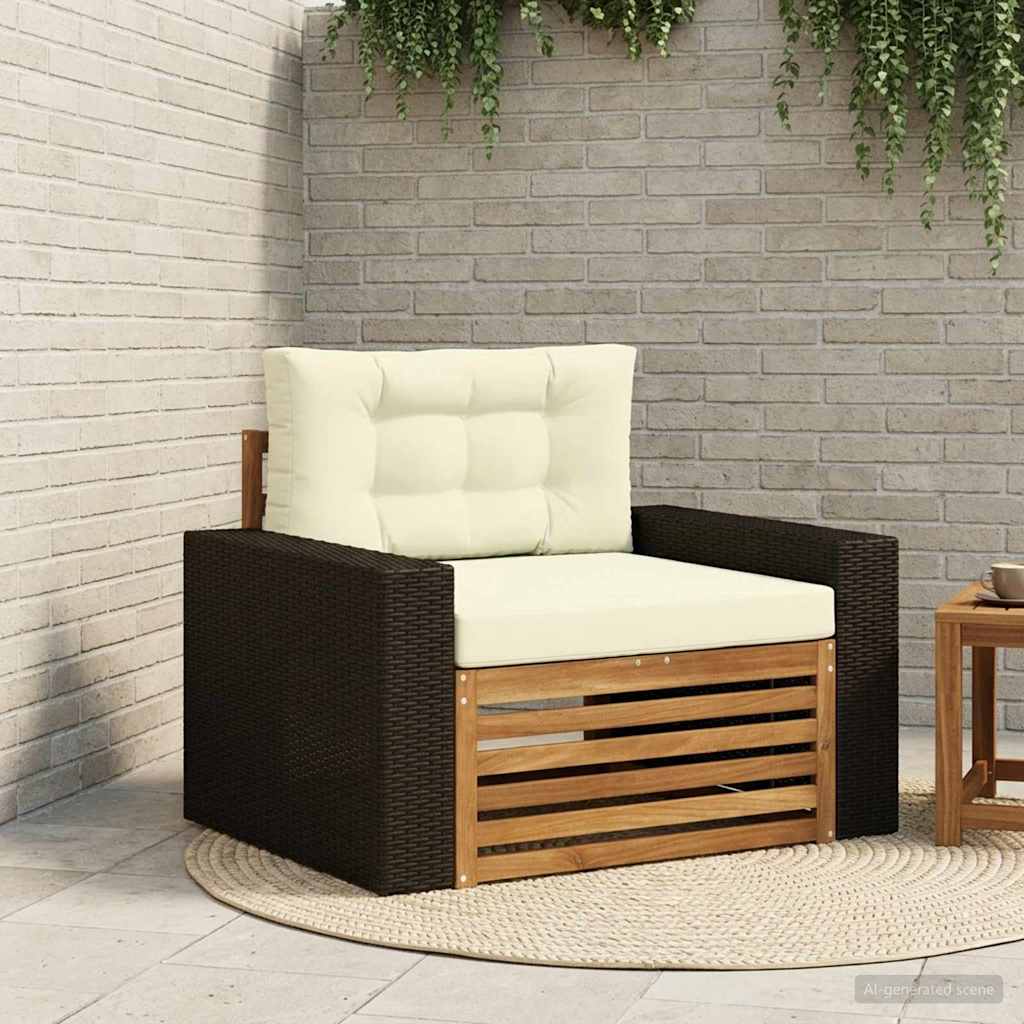 Outdoor Mittelsofa Massivholz Akazie Natur
