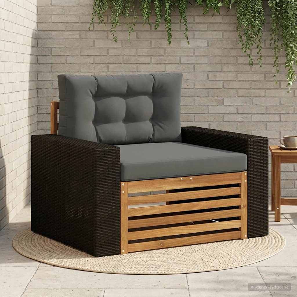 Outdoor Mittelsofa Massivholz Akazie Natur