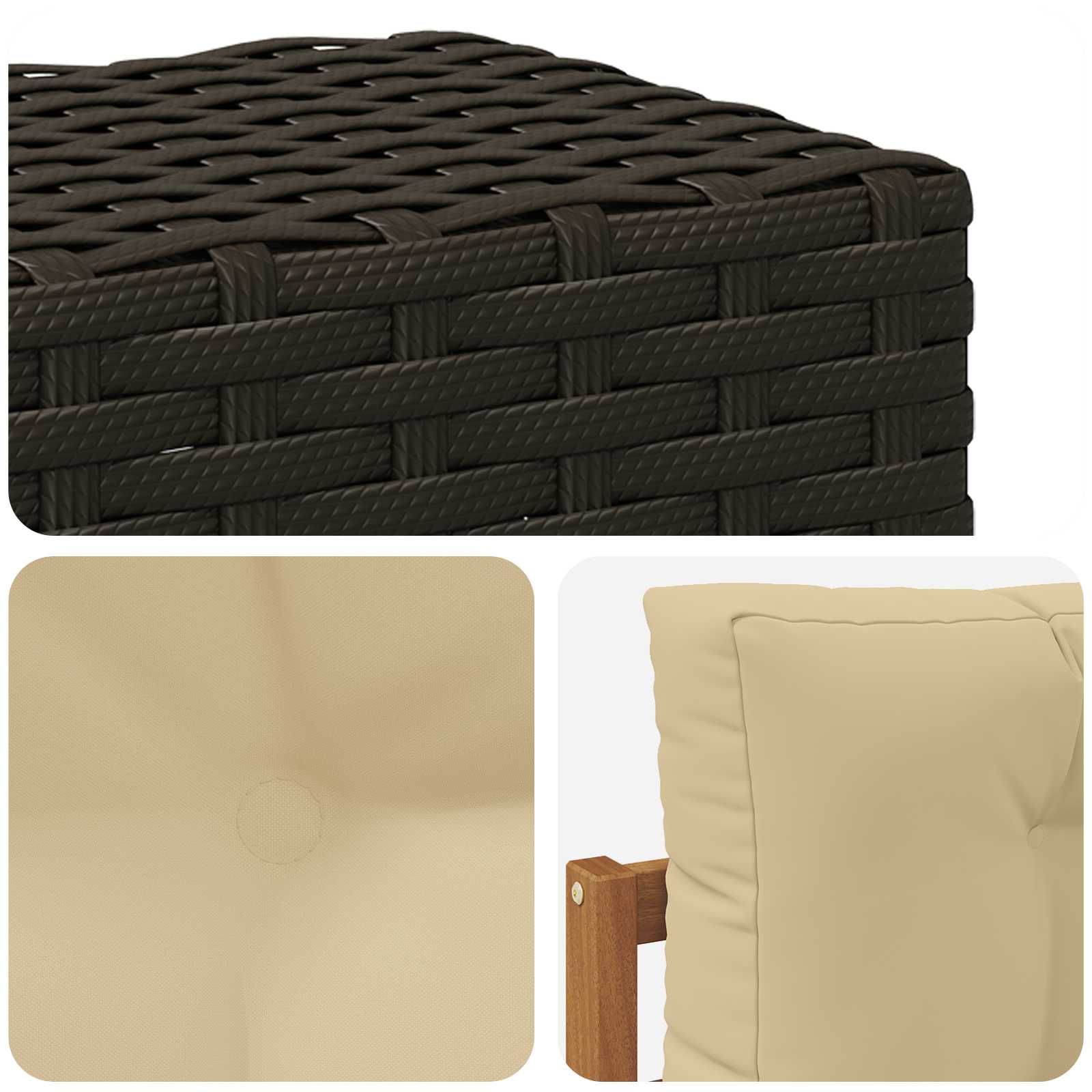 Outdoor Mittelsofa Massivholz Akazie Natur