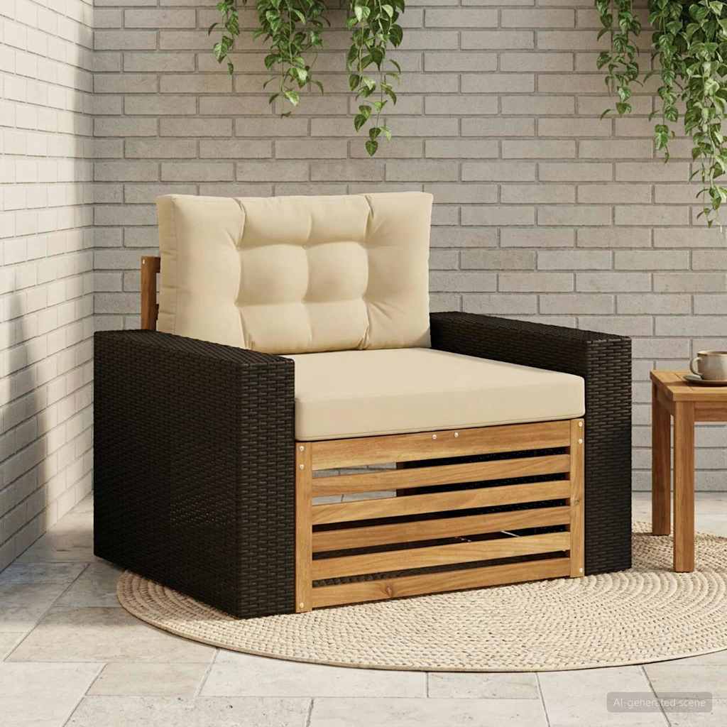 Outdoor Mittelsofa Massivholz Akazie Natur