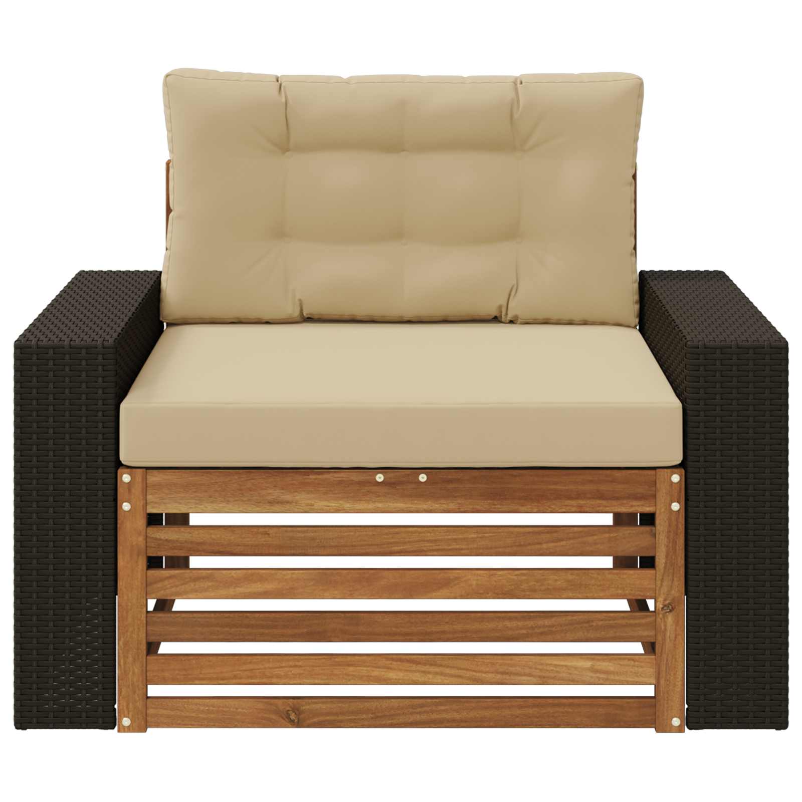 Outdoor Mittelsofa Massivholz Akazie Natur