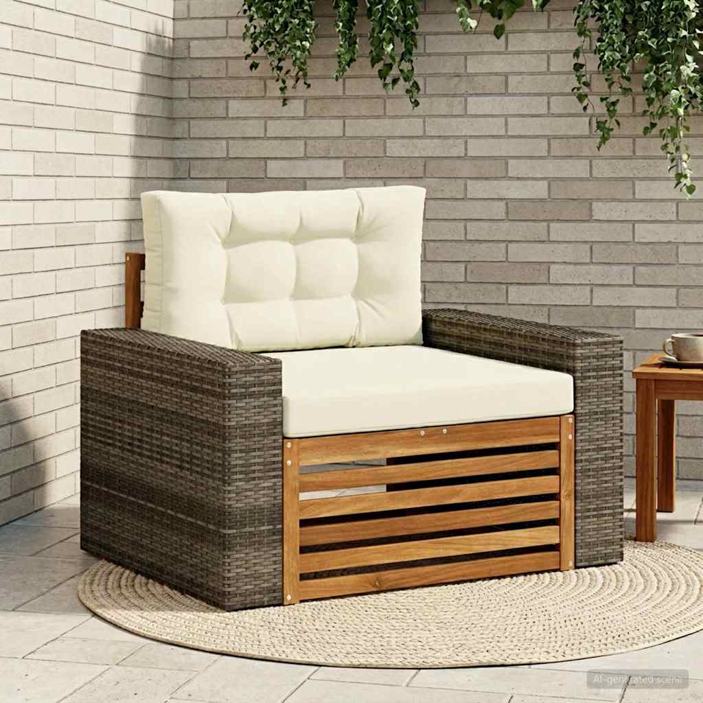 Outdoor Mittelsofa Massivholz Akazie Natur