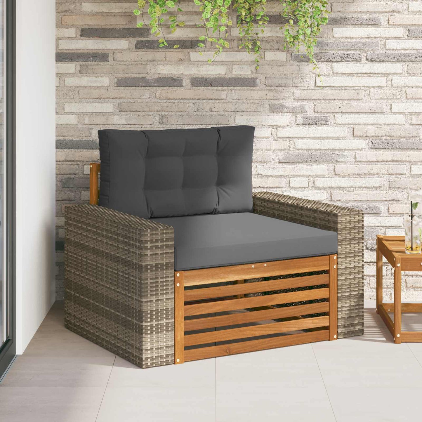Outdoor Mittelsofa Massivholz Akazie Natur