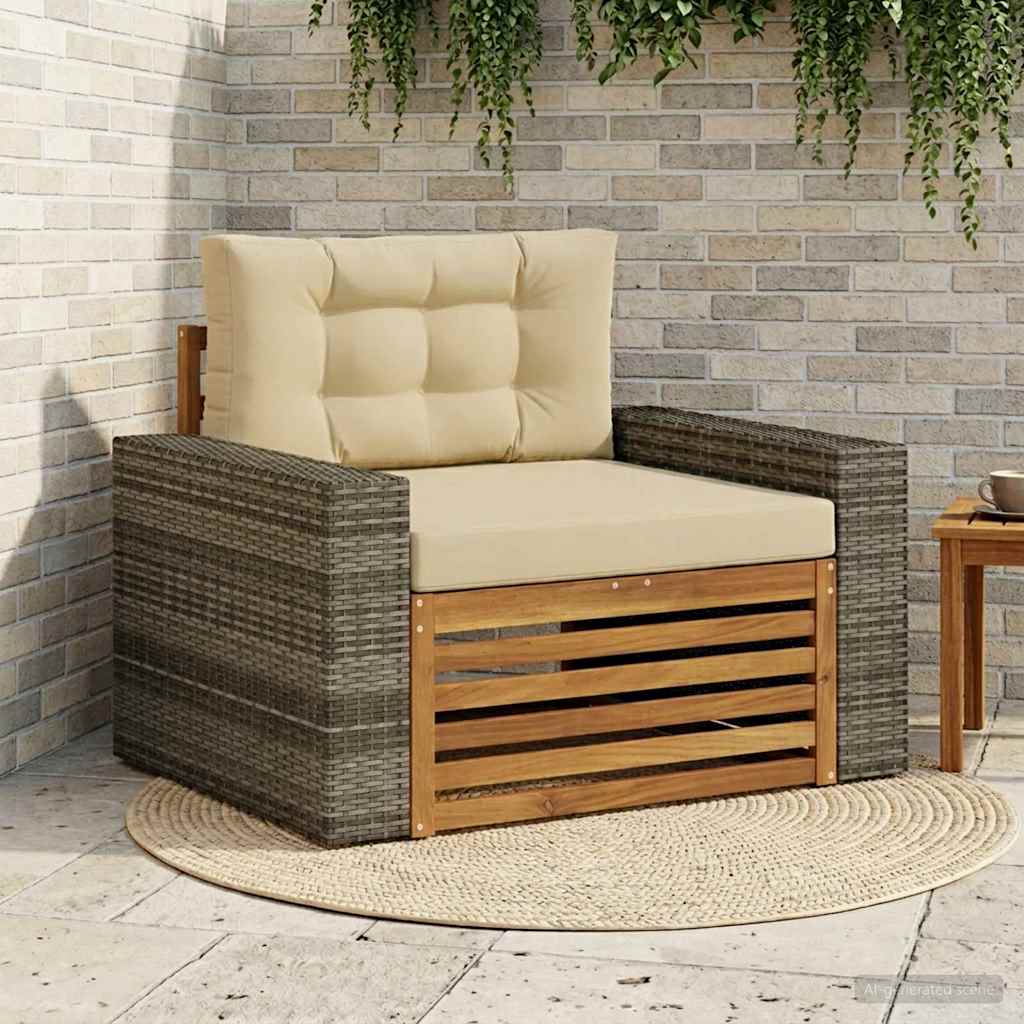 Outdoor Mittelsofa Massivholz Akazie Natur