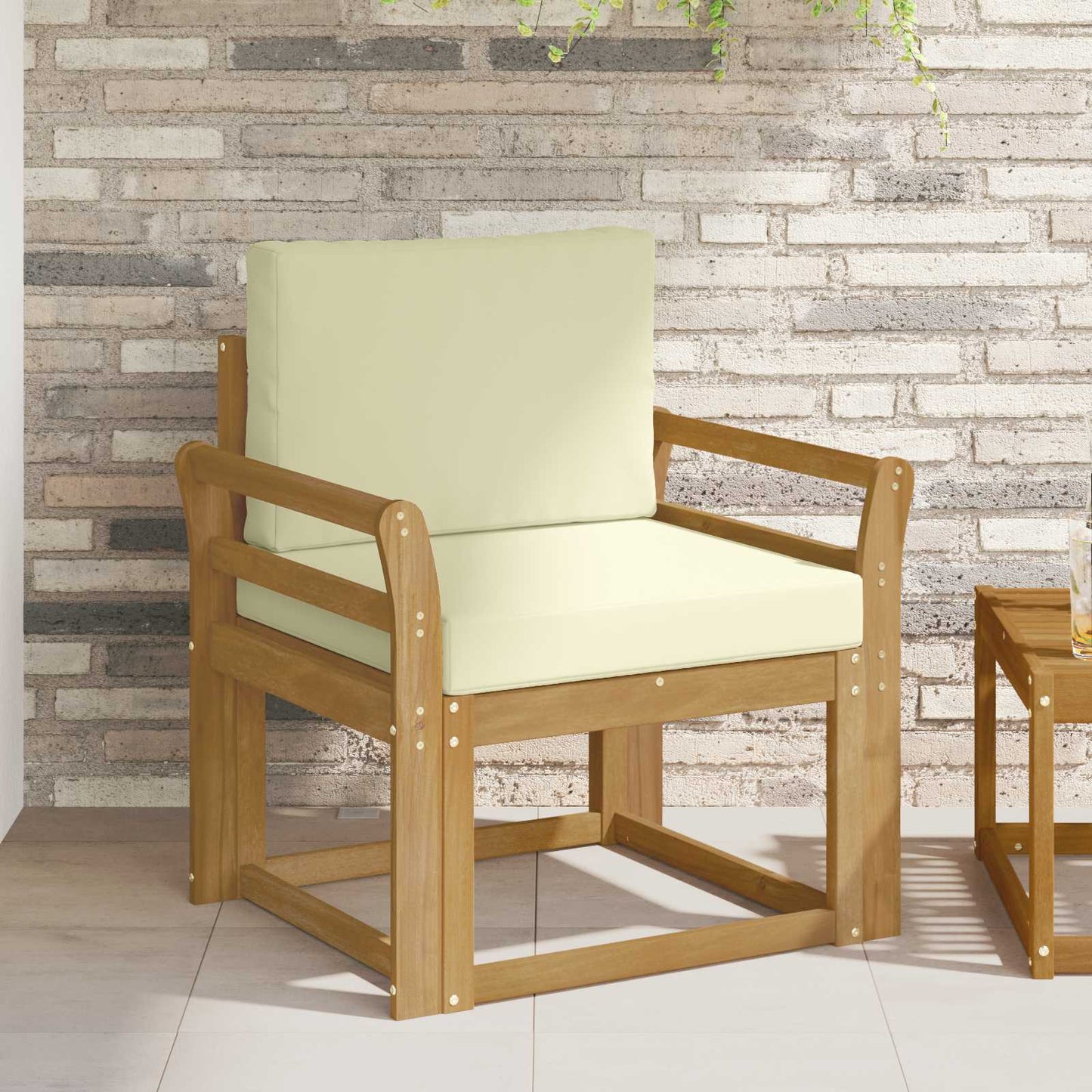 2 Stück Outdoor-Sofagarnitur Polyester Weiß und Creme