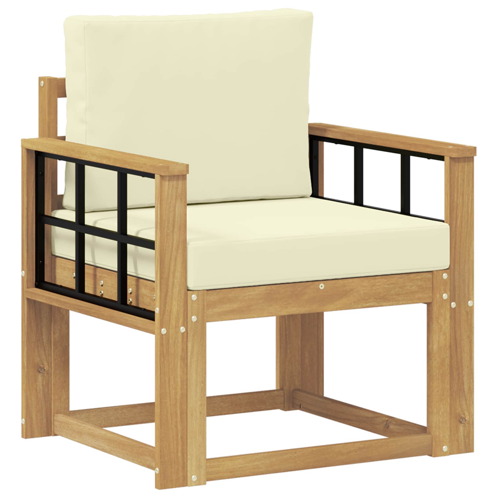 2 Stück Outdoor-Sofagarnitur Polyester Weiß und Creme