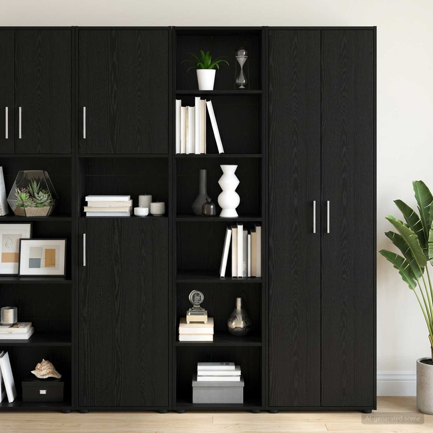 Sideboard Schwarz Eichen-Optik 45 x 41 x 185 cm Holzwerkstoff