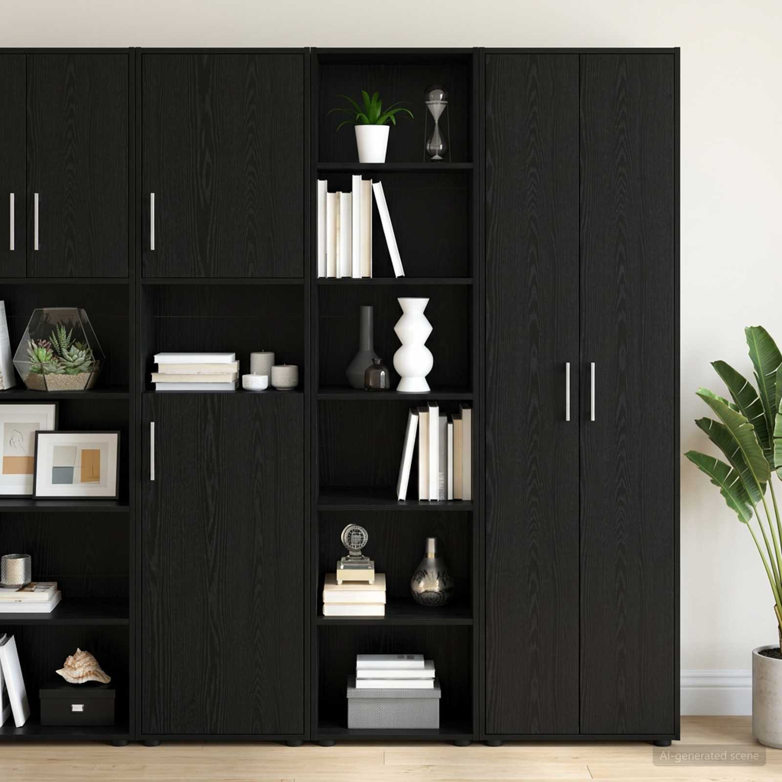 Sideboard Schwarz Eichen-Optik 45 x 41 x 185 cm Holzwerkstoff