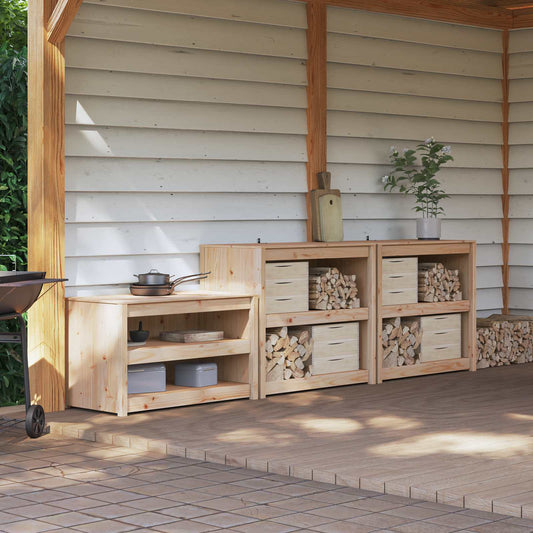 Außenküchenschrank mit Regal MEPPEL 3 pcs Natural Douglas