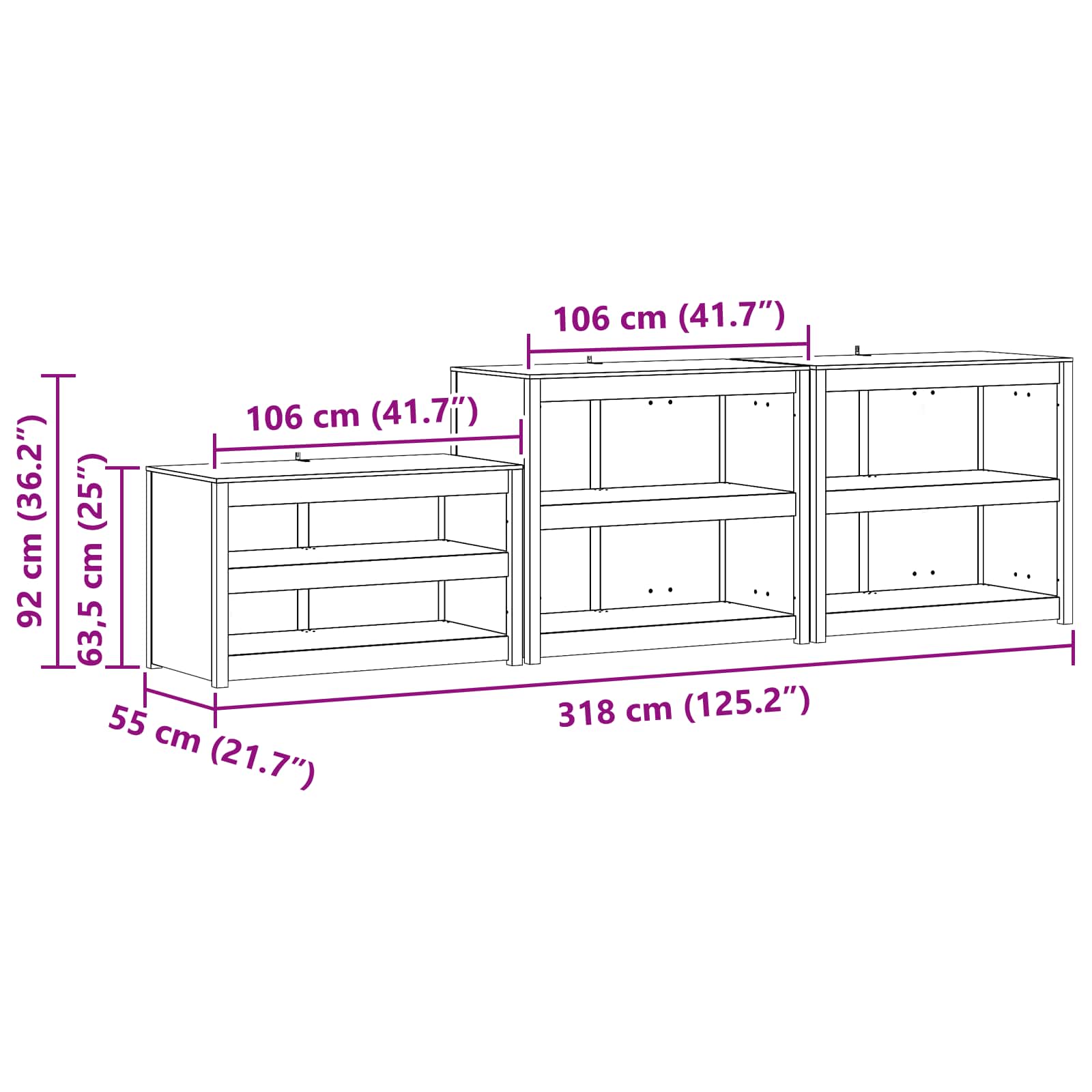 Außenküchenschrank mit Regal MEPPEL 3 pcs Natural Douglas
