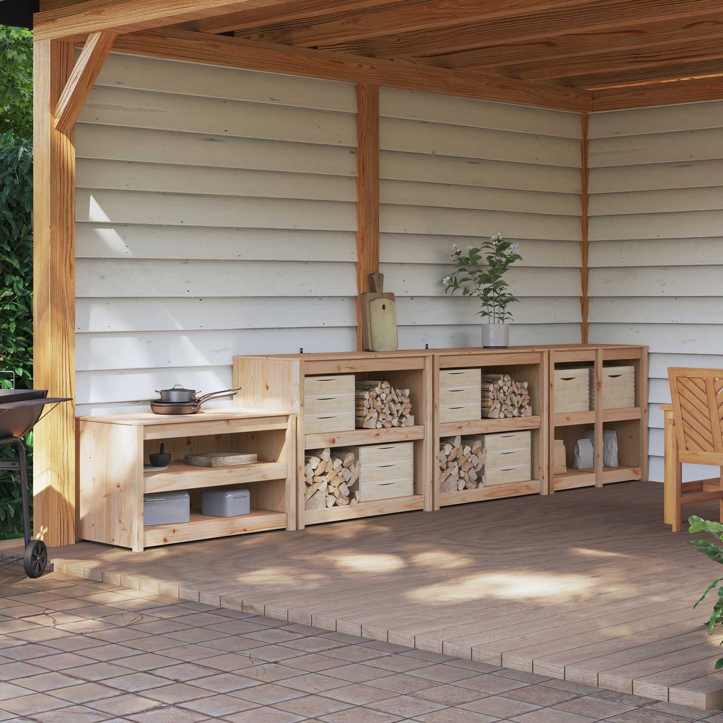 Außenküchenschrank MEPPEL 4 stk. Natural Douglas