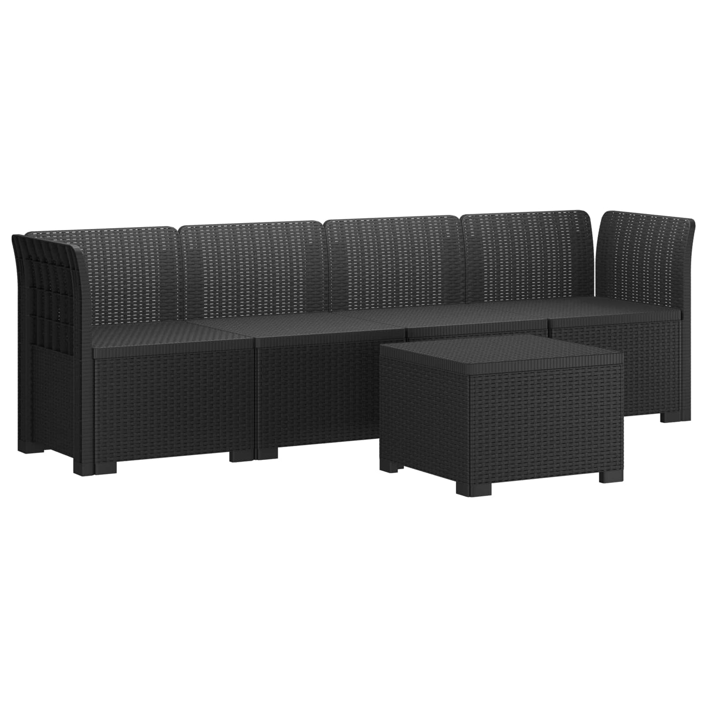 4-Sitzer Gartensofa Rattan Look PP Anthrazit