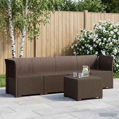 4-Sitzer Gartensofa Rattan Look PP Braun