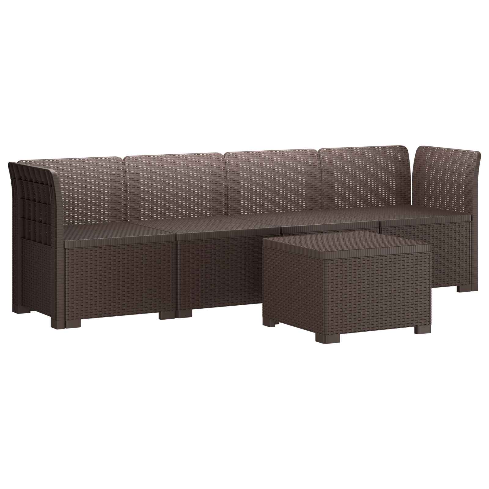 4-Sitzer Gartensofa Rattan Look PP Braun
