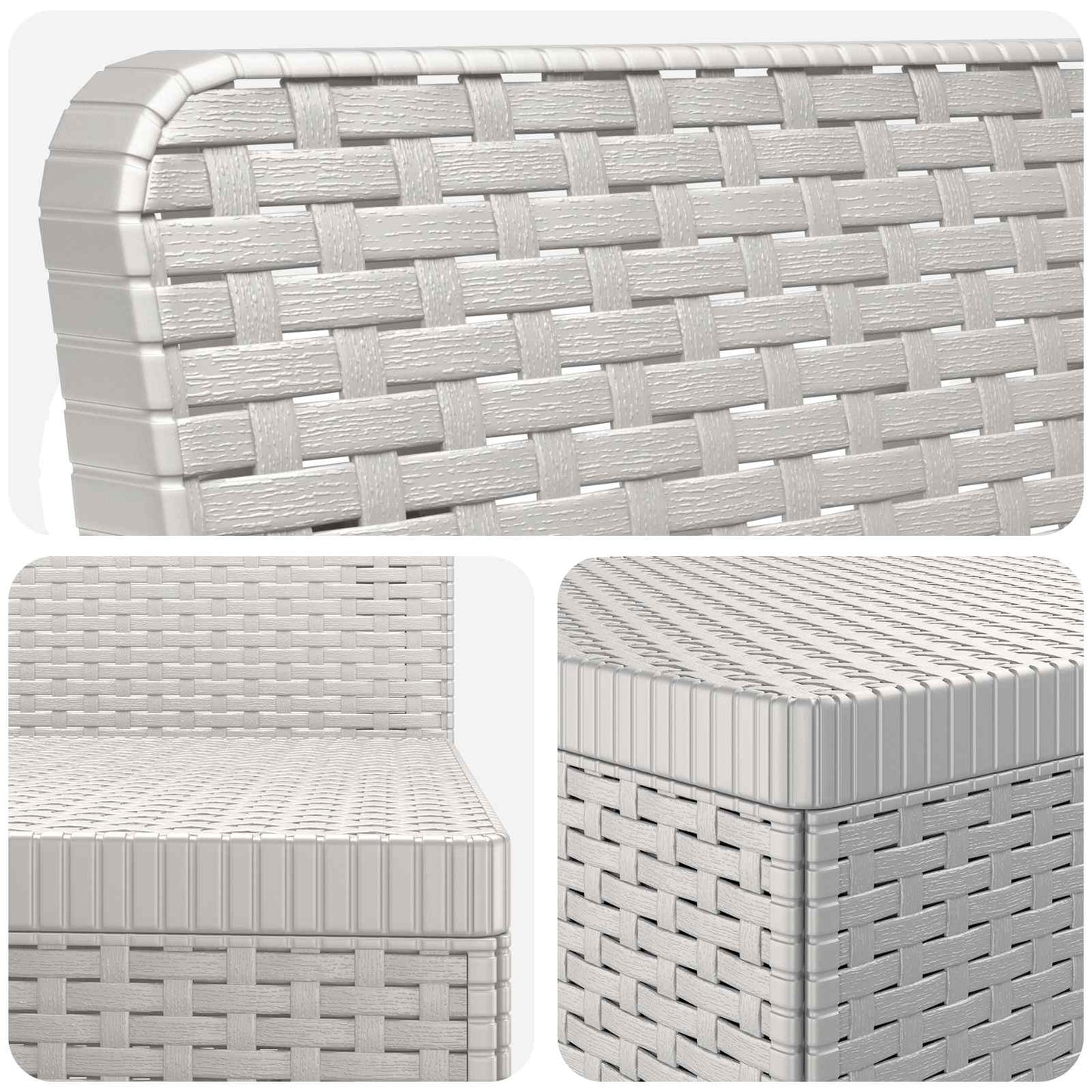 4-Sitzer Gartensofa Rattan Look PP Weiß