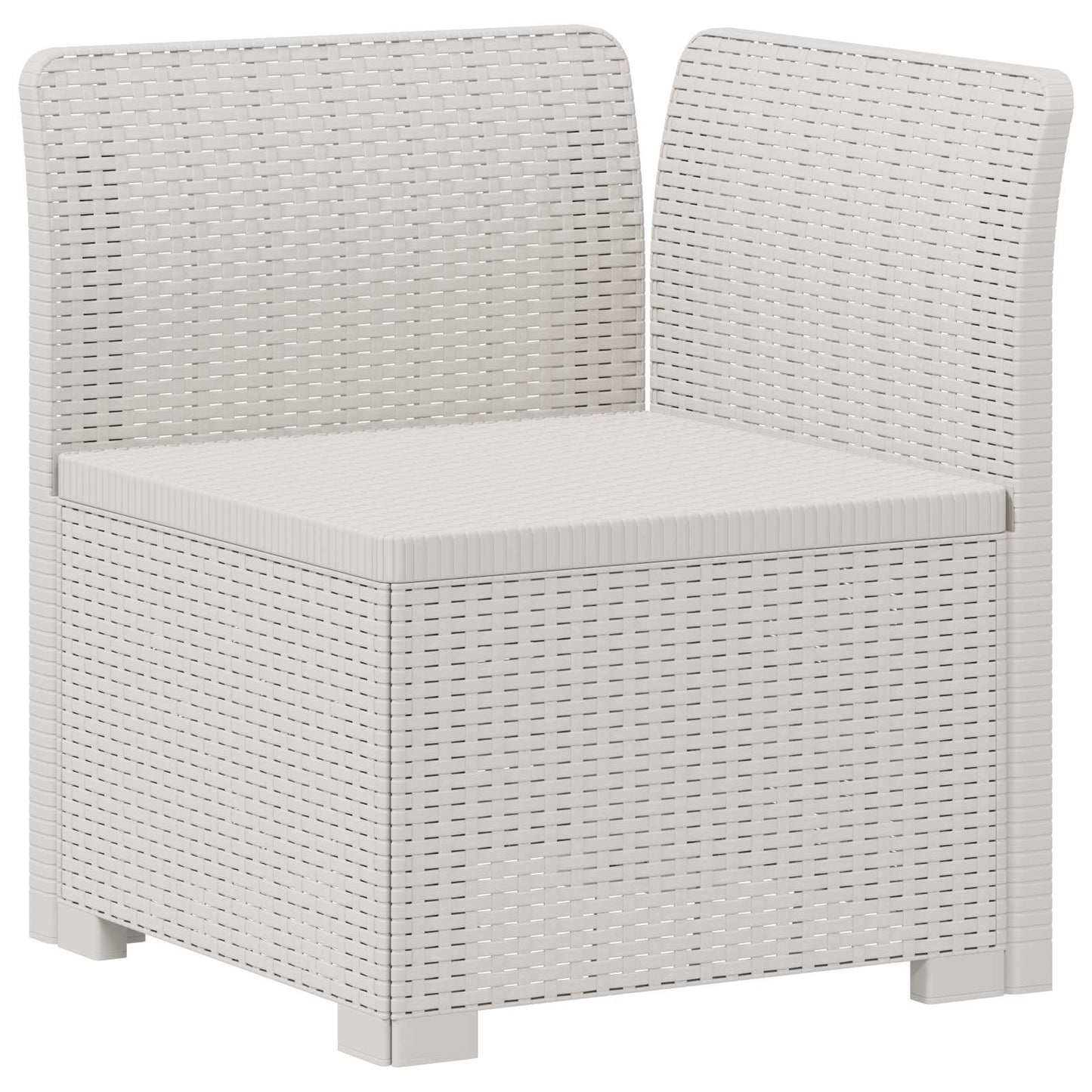 4-Sitzer Gartensofa Rattan Look PP Weiß