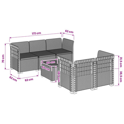 5-Sitzer Gartensofa Rattan-Look PP Anthrazit
