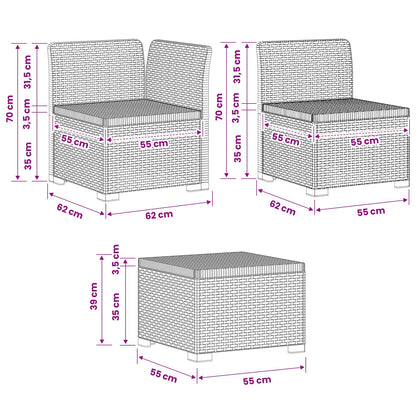 5-Sitzer Gartensofa Rattan-Look PP Anthrazit