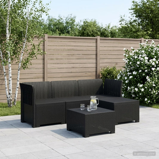 4-Sitzer Garten Sofa Rattan Look PP Anthrazit