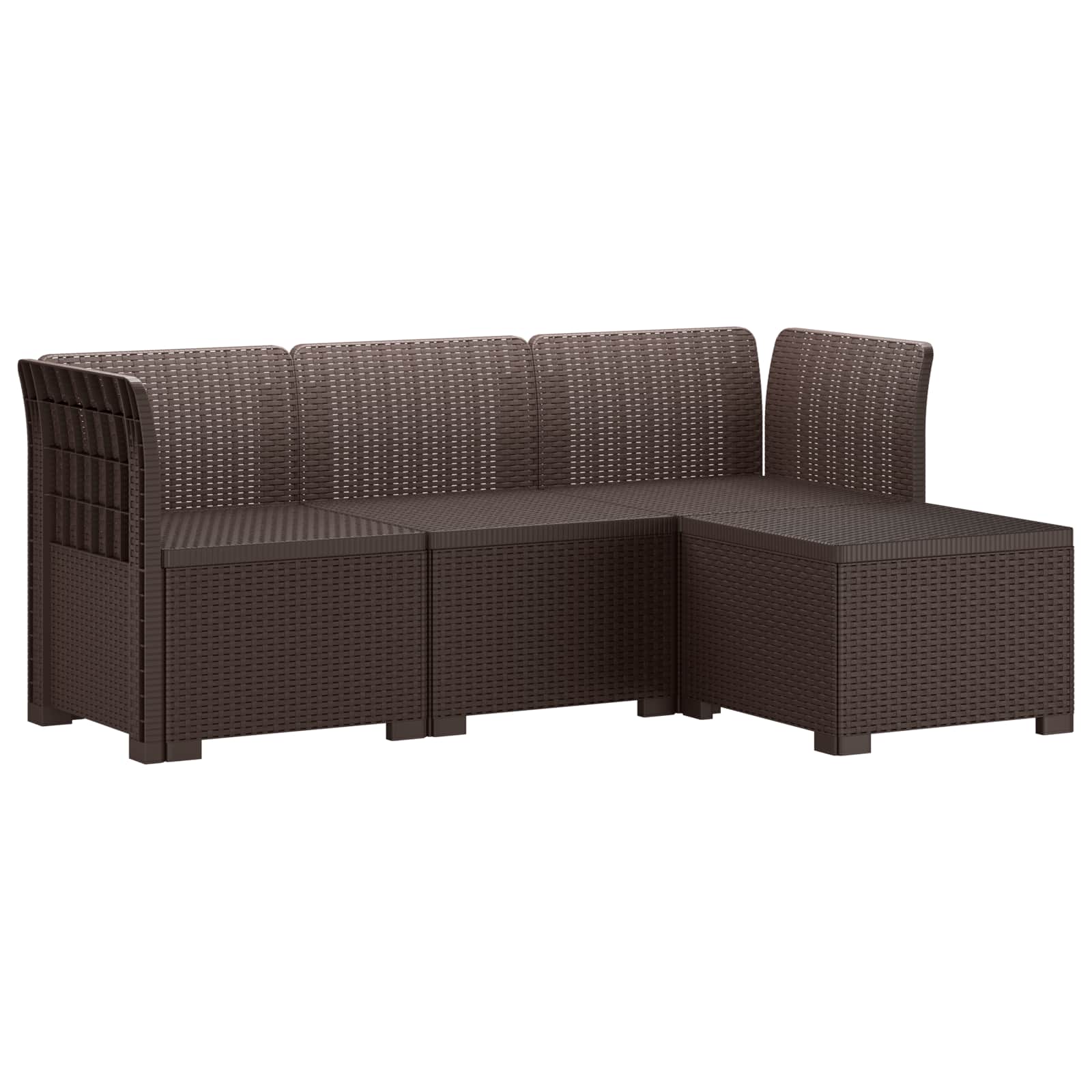 4-Sitzer Garten Sofa Rattan Look PP Braun