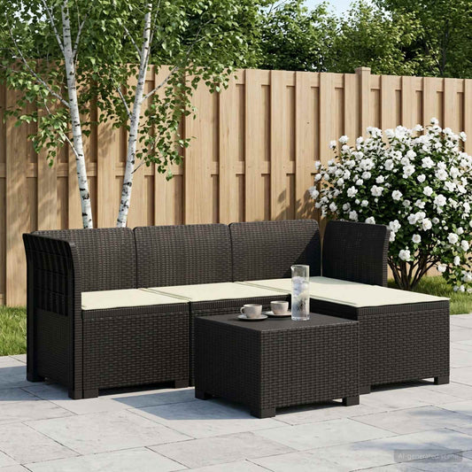 4-Sitzer Garten Sofa mit Kissen Rattan Look PP Anthrazit