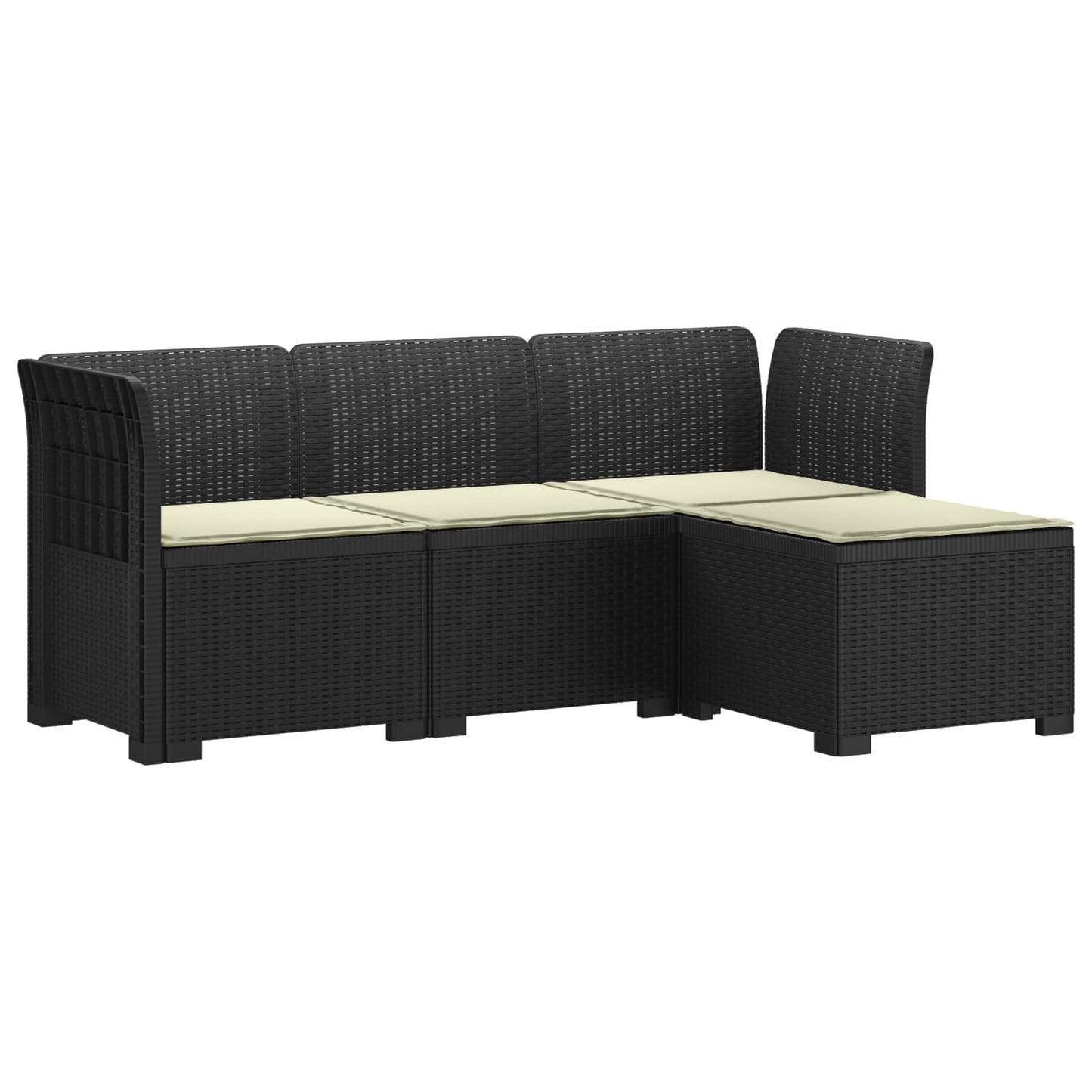 4-Sitzer Garten Sofa mit Kissen Rattan Look PP Anthrazit