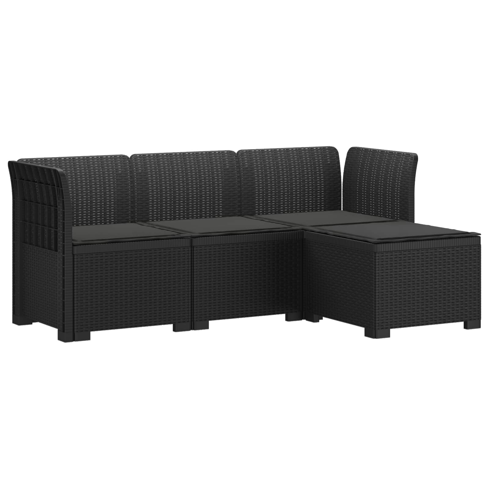 4-Sitzer Garten Sofa mit Kissen Rattan Look PP Anthrazit