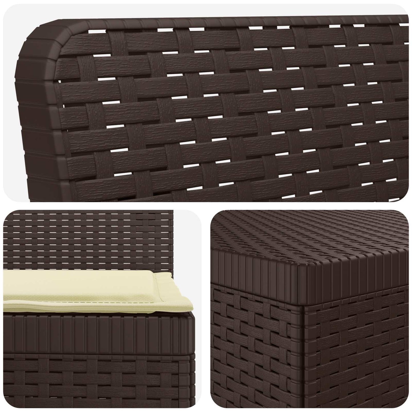 4-Sitzer Garten Sofa mit Kissen Rattan Look PP Braun