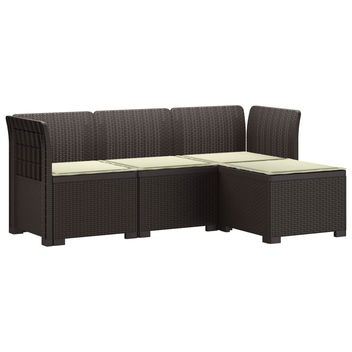 4-Sitzer Garten Sofa mit Kissen Rattan Look PP Braun