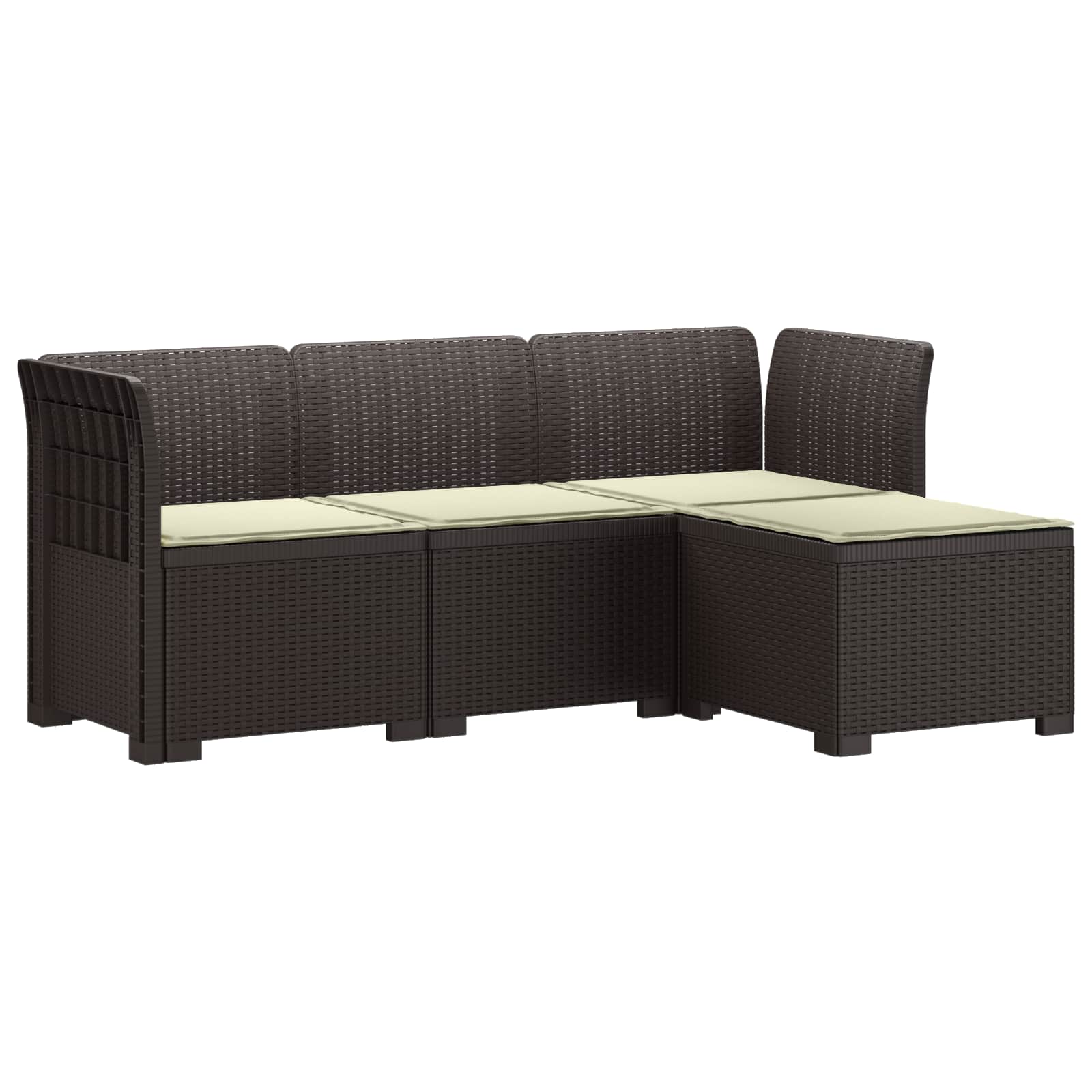 4-Sitzer Garten Sofa mit Kissen Rattan Look PP Braun