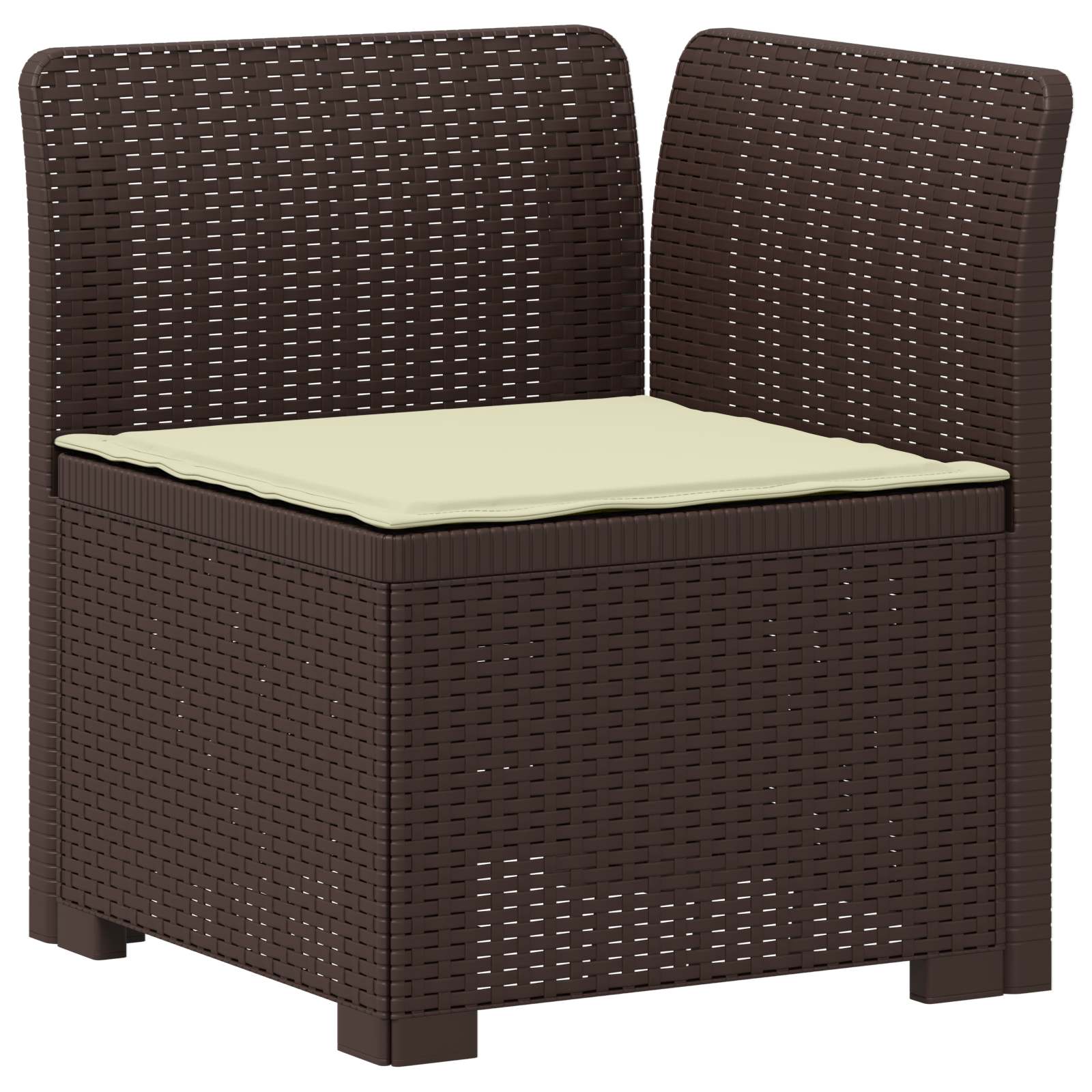 4-Sitzer Garten Sofa mit Kissen Rattan Look PP Braun