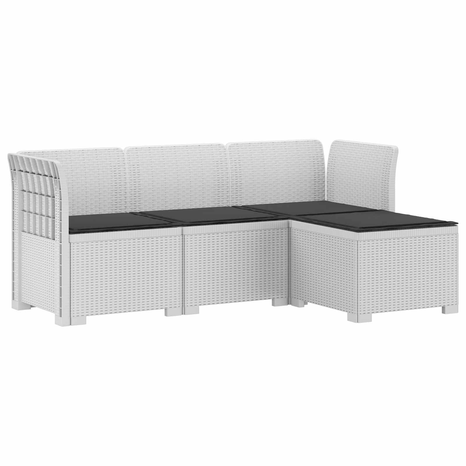 4-Sitzer Garten Sofa mit Kissen Rattan Look PP Weiß