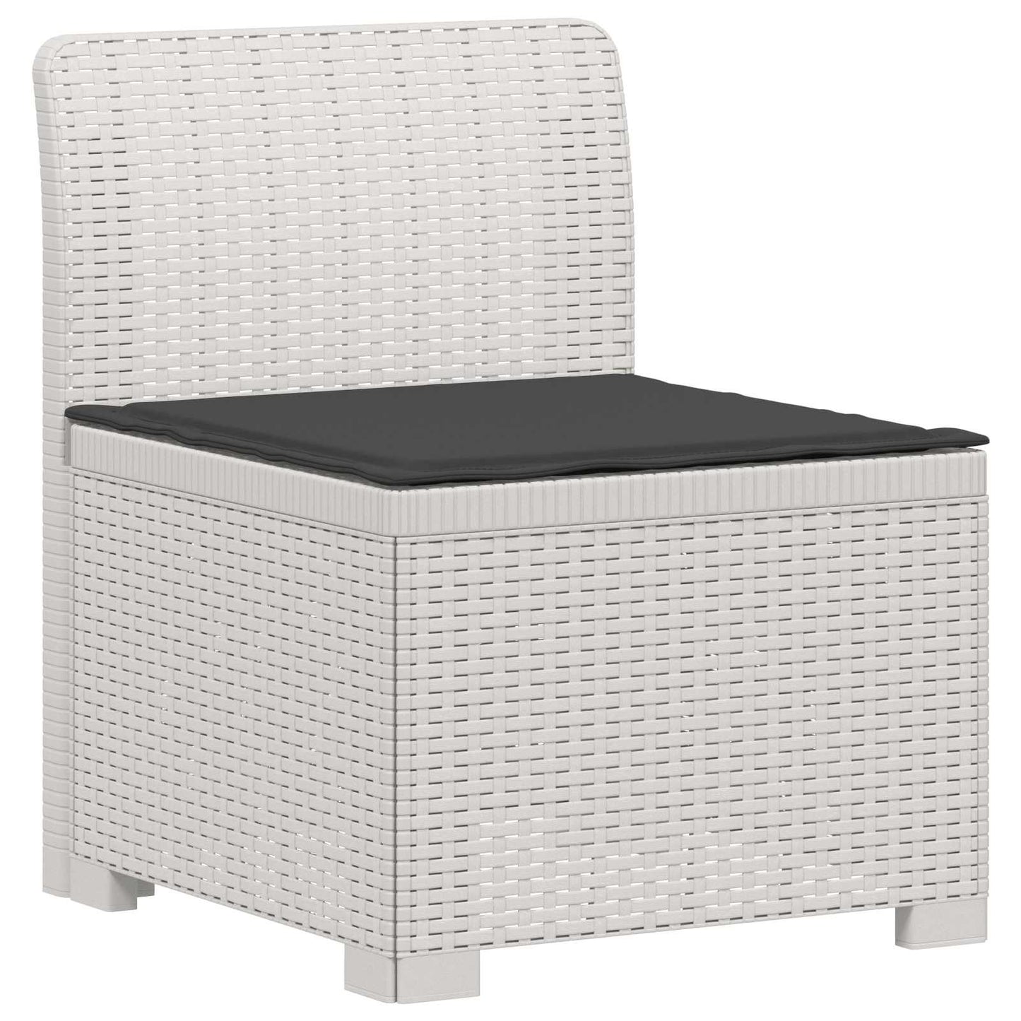 4-Sitzer Garten Sofa mit Kissen Rattan Look PP Weiß