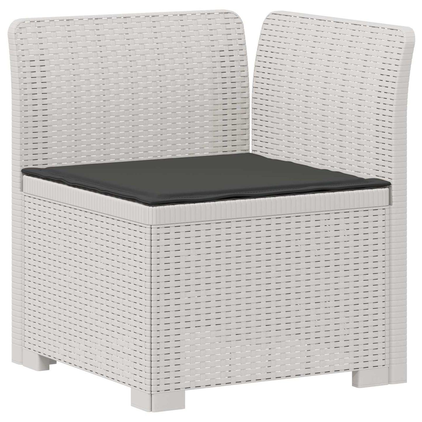 4-Sitzer Garten Sofa mit Kissen Rattan Look PP Weiß