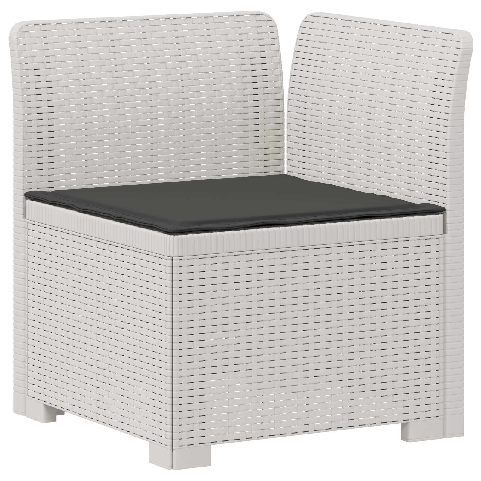 4-Sitzer Garten Sofa mit Kissen Rattan Look PP Weiß