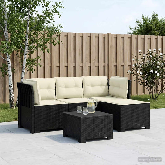 4-Sitzer Garten Sofa mit Kissen Rattan Look PP Anthrazit