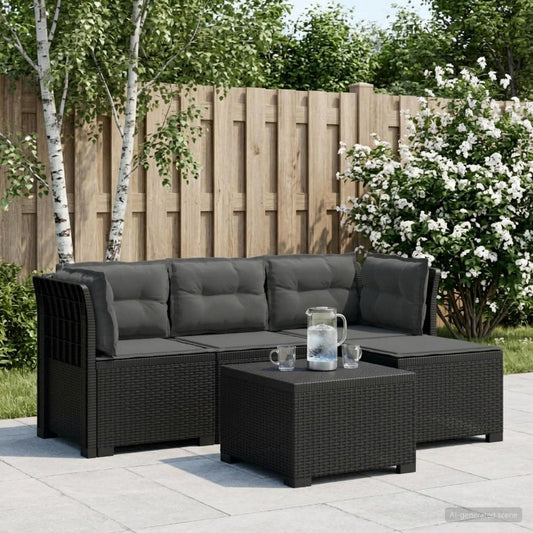 4-Sitzer Garten Sofa mit Kissen Rattan Look PP Anthrazit
