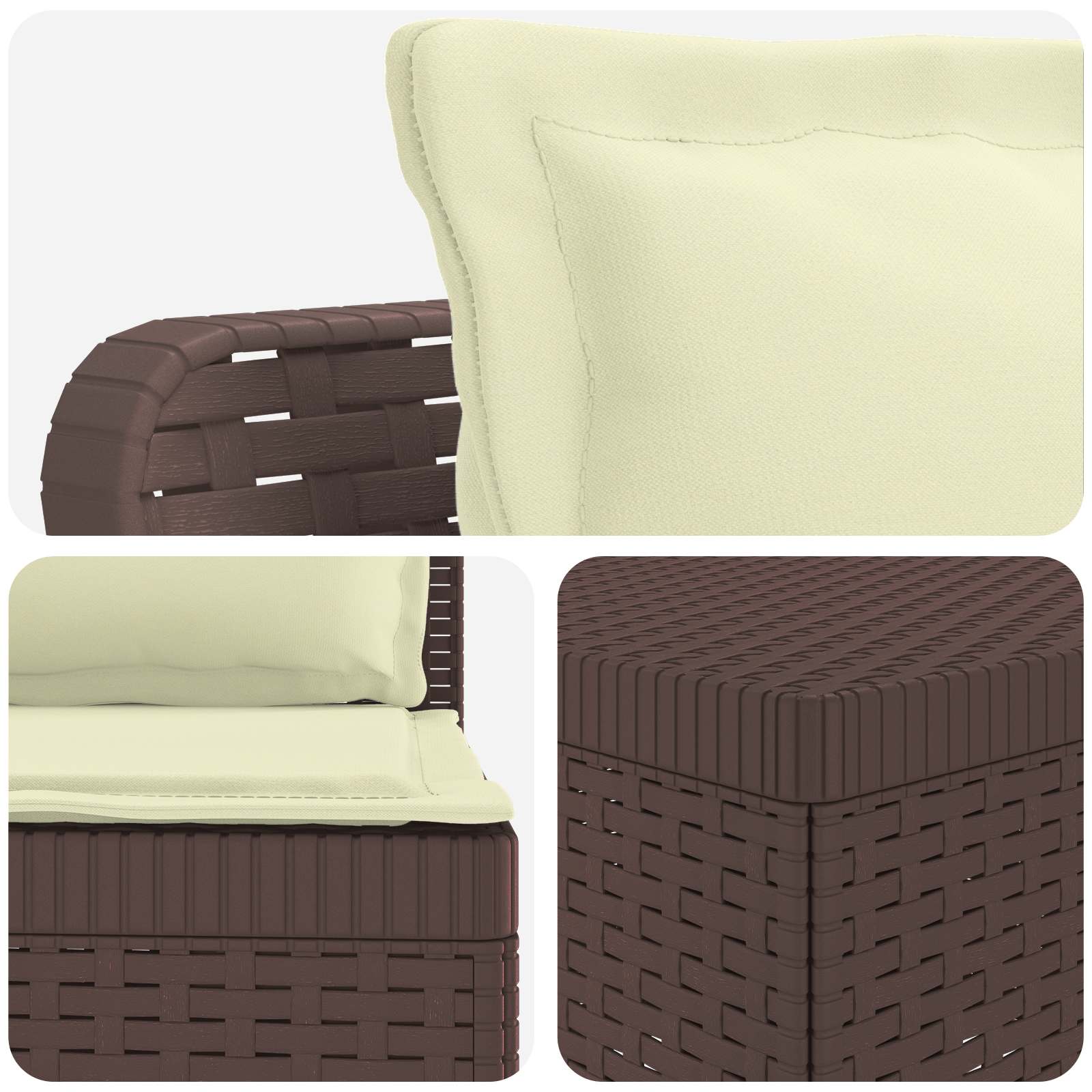 4-Sitzer Garten Sofa mit Kissen Rattan Look PP Braun