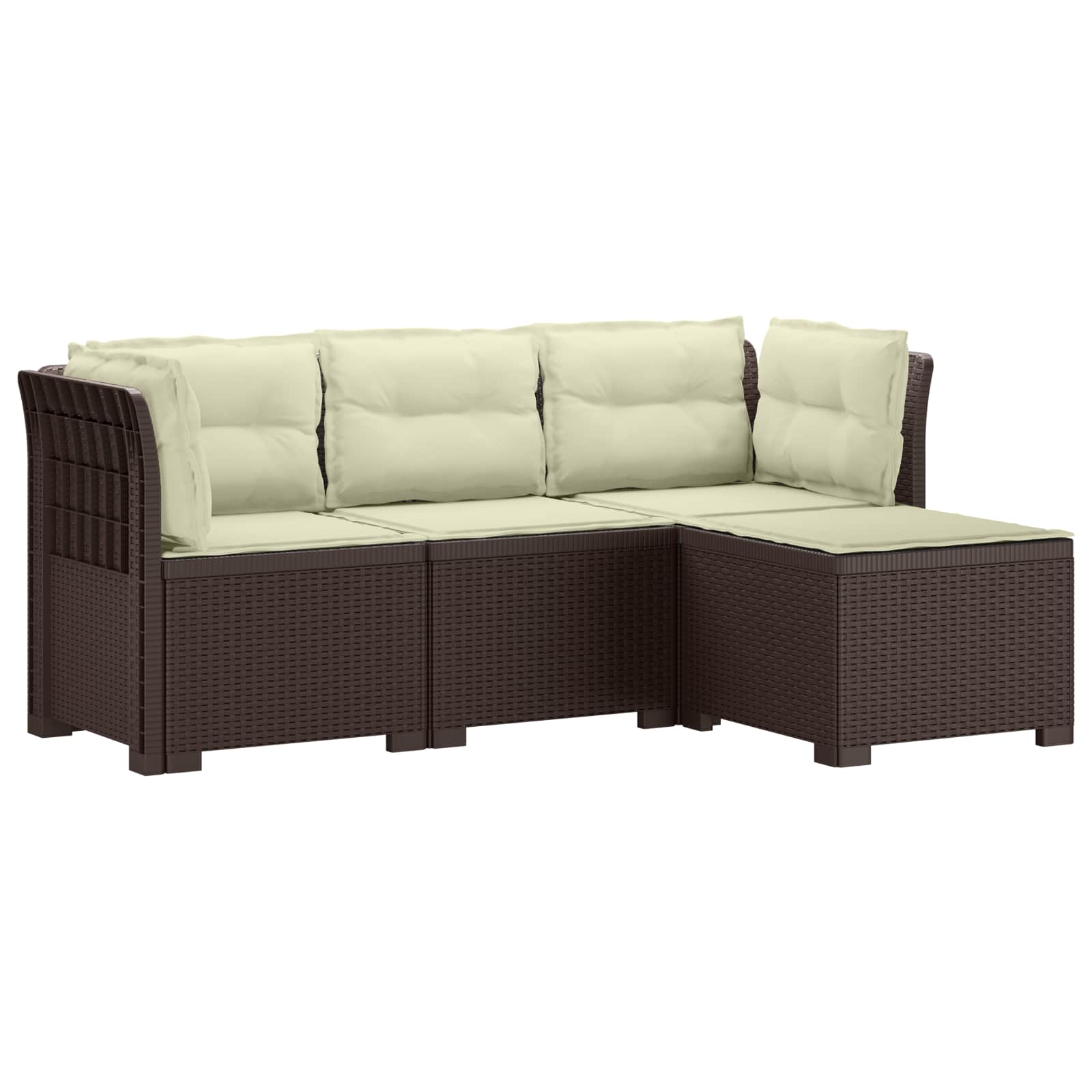4-Sitzer Garten Sofa mit Kissen Rattan Look PP Braun