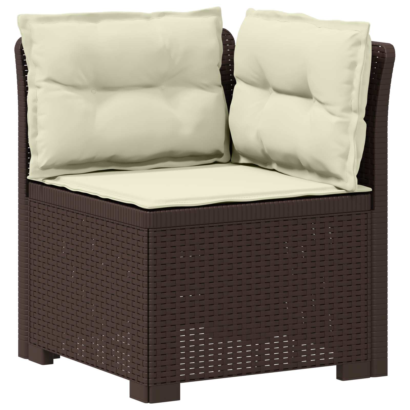 4-Sitzer Garten Sofa mit Kissen Rattan Look PP Braun