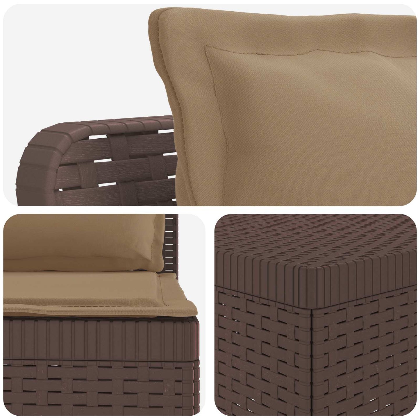 4-Sitzer Garten Sofa mit Kissen Rattan Look PP Braun