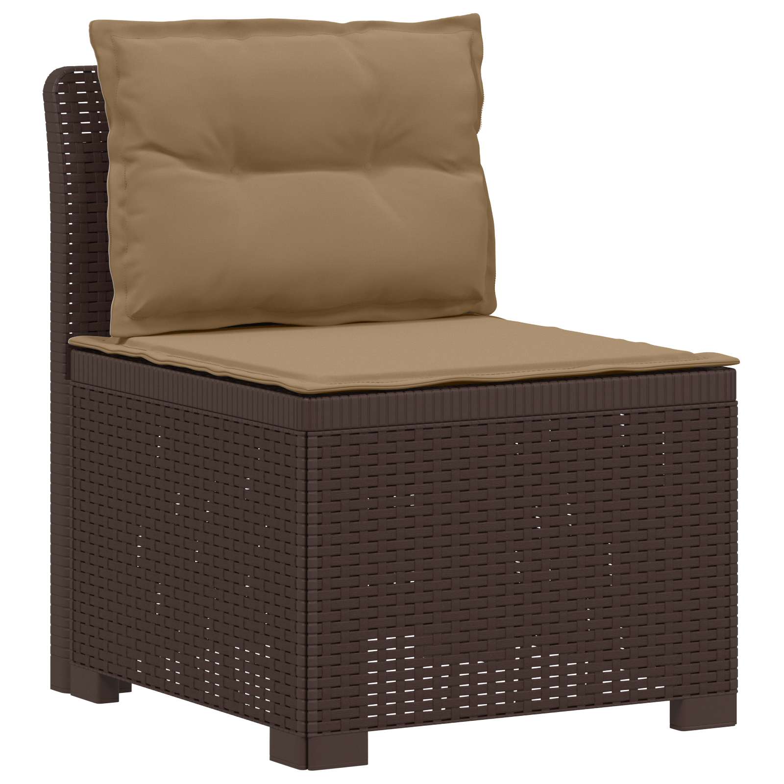 4-Sitzer Garten Sofa mit Kissen Rattan Look PP Braun