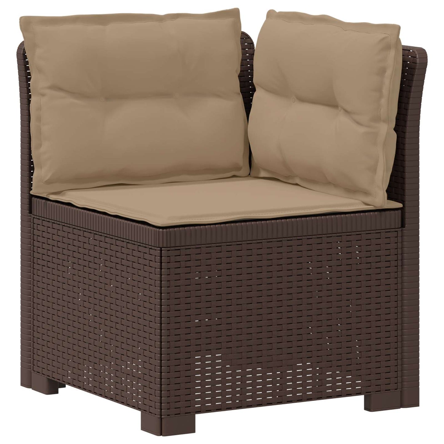 4-Sitzer Garten Sofa mit Kissen Rattan Look PP Braun