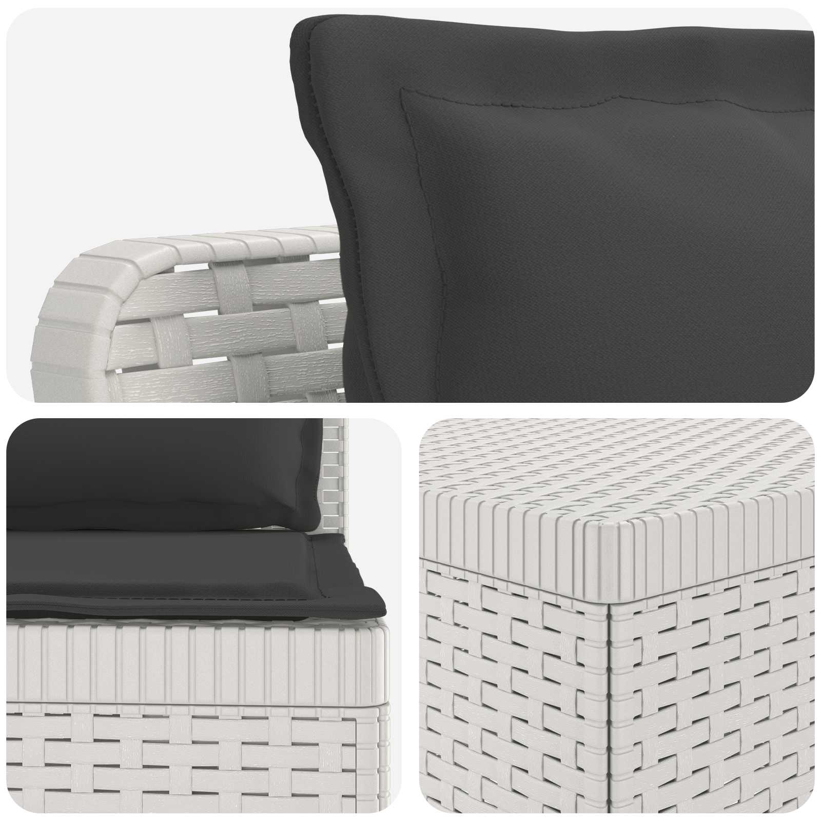 4-Sitzer Garten Sofa mit Kissen Rattan Look PP Weiß