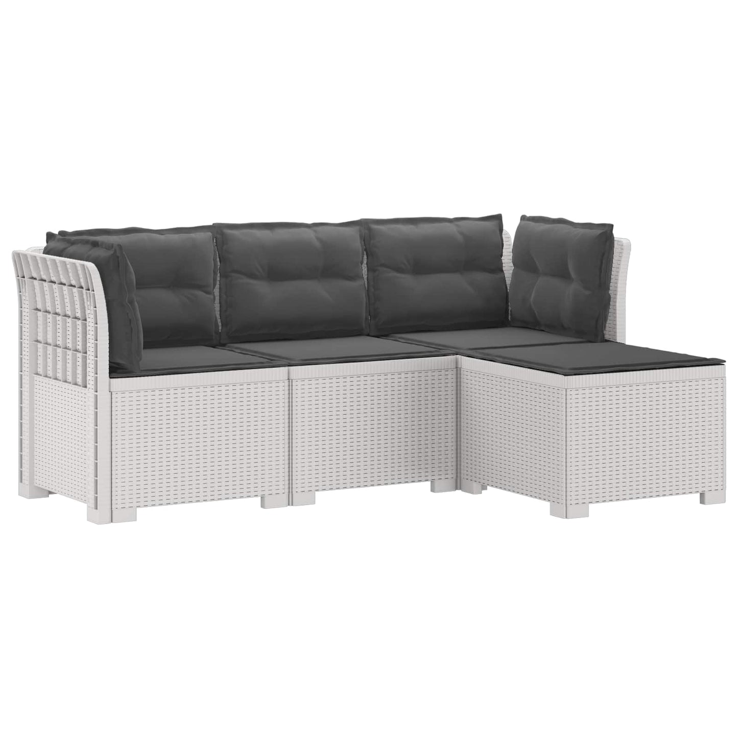 4-Sitzer Garten Sofa mit Kissen Rattan Look PP Weiß