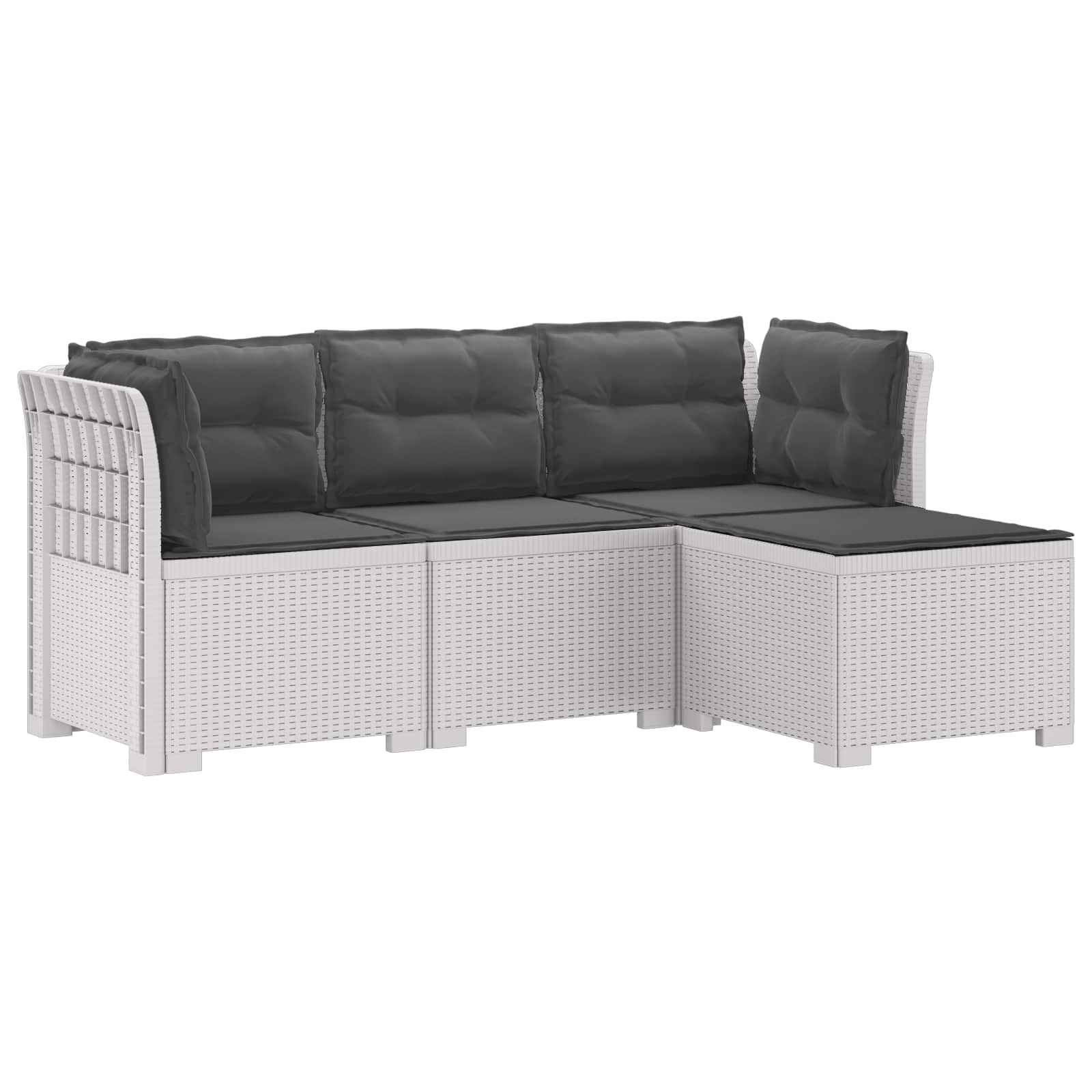 4-Sitzer Garten Sofa mit Kissen Rattan Look PP Weiß